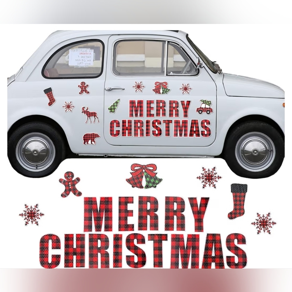 25 Pcs Christmas Buffalo Plaid Car or Garage Magnets Large Merry Christmas
